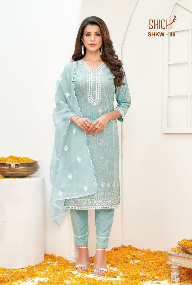 Shichi Khwab Collection Exclusive Festive Wear Cotton Kurti With Pant And Dupatta Collection